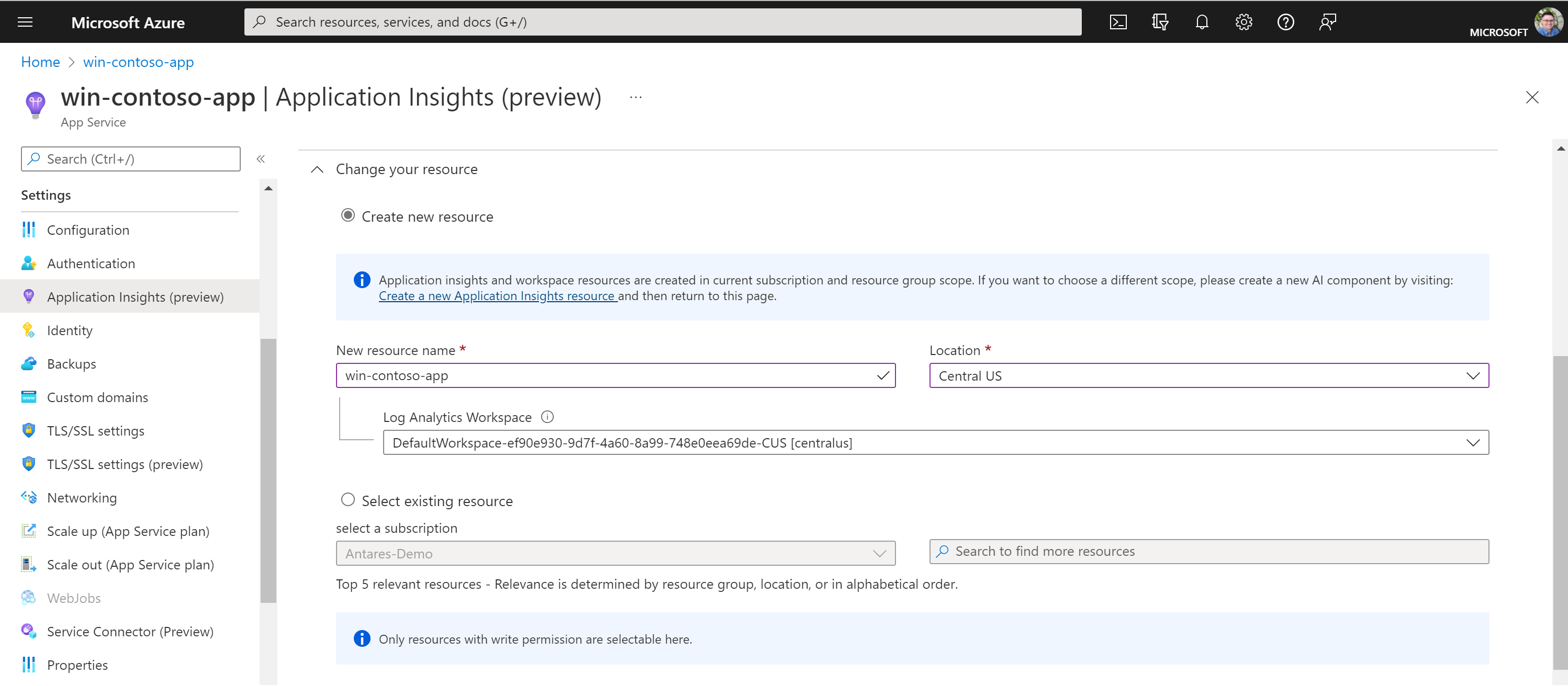 Enabling App Insights